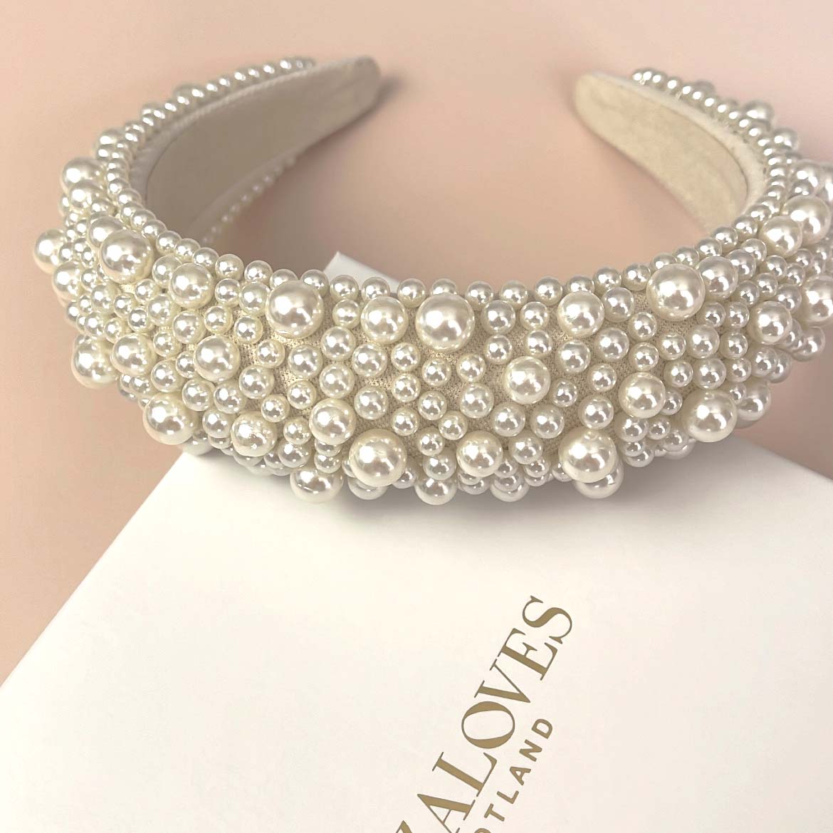 Emilianna Oversized Pearl Bridal Headband | Eliza Loves